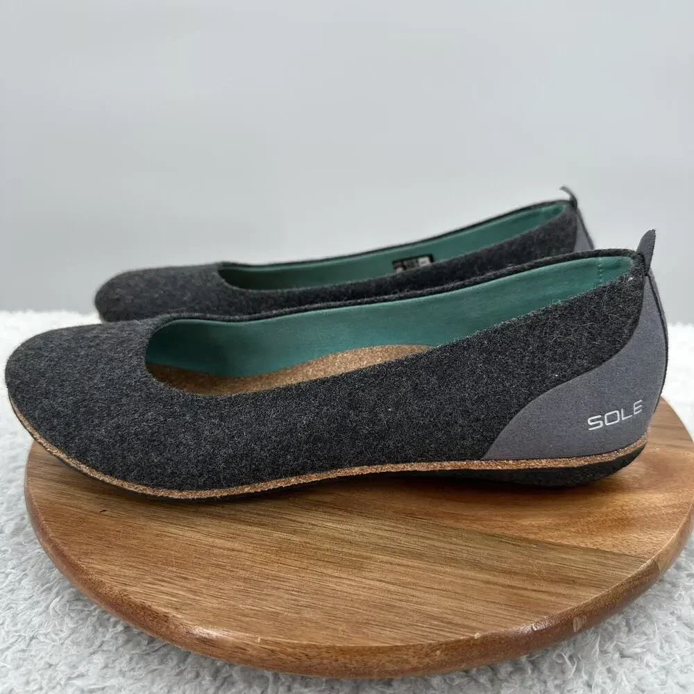 SOLE District Shoe by ReCork‎ Womens 9 Gray Grace Carbon Negative Slip on Flat
